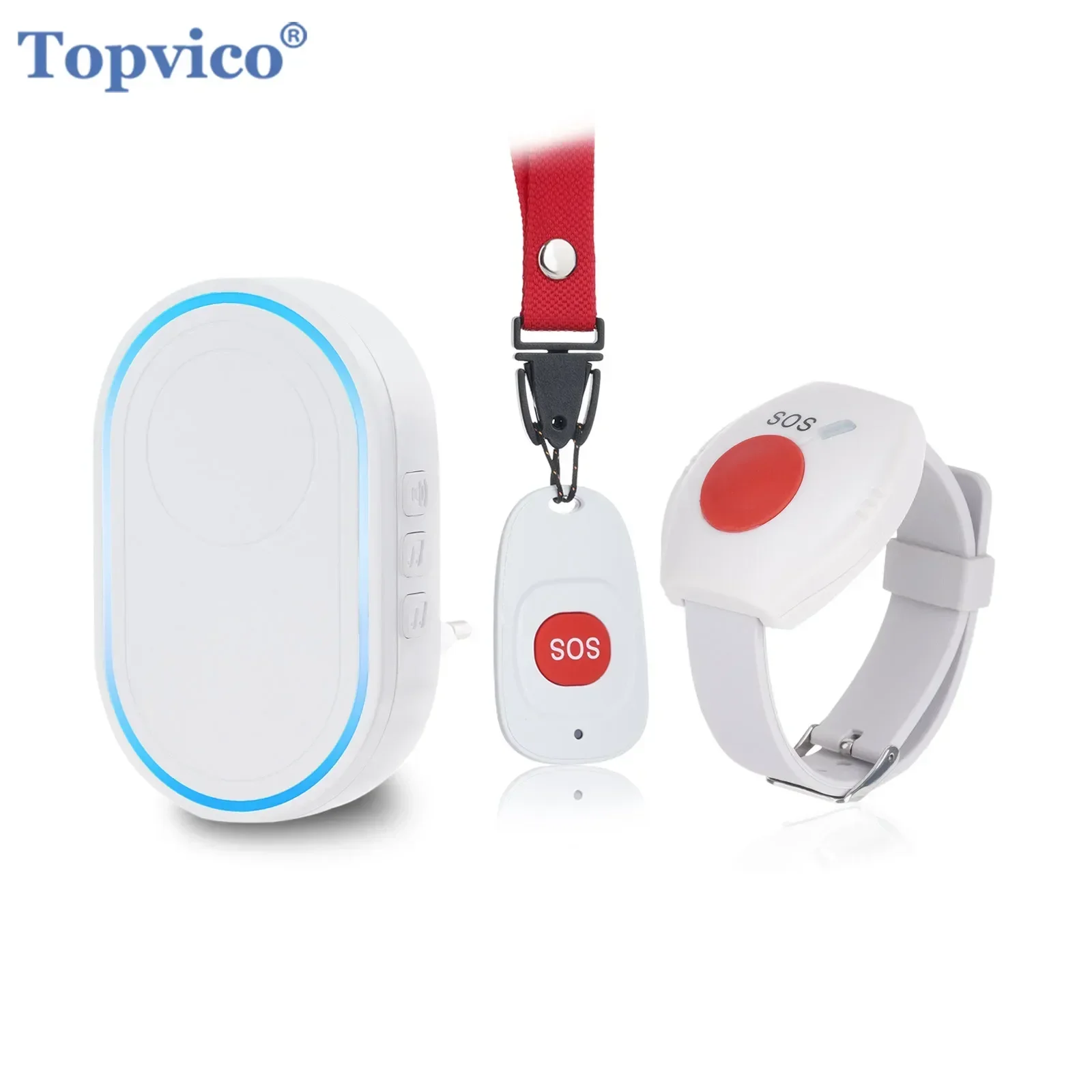Home Security Equipment - Bezprzewodowy pager dla opiekunów Topvico, przycisk
